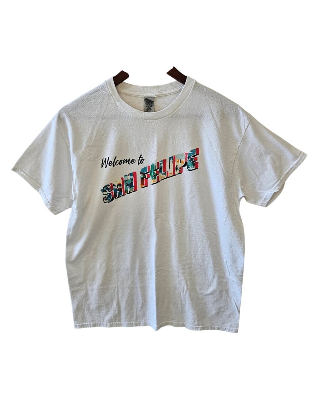 San Felipe Mexico Travel Tourist Souvenir Short Sleeve White Shirt Large